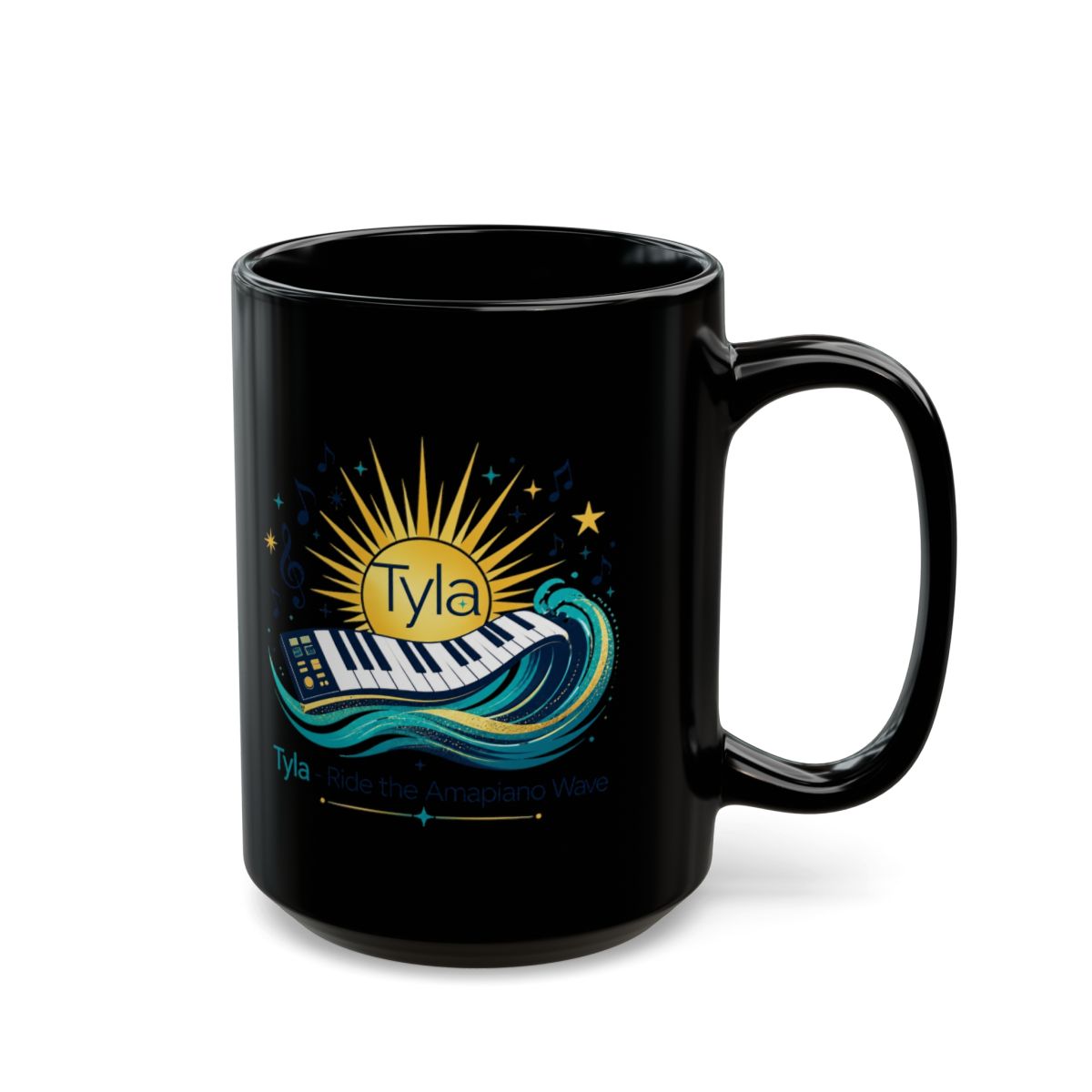 Tyla "Tyla - Ride the Amapiano Wave" Black Mug - alternate angle 5, merchandise