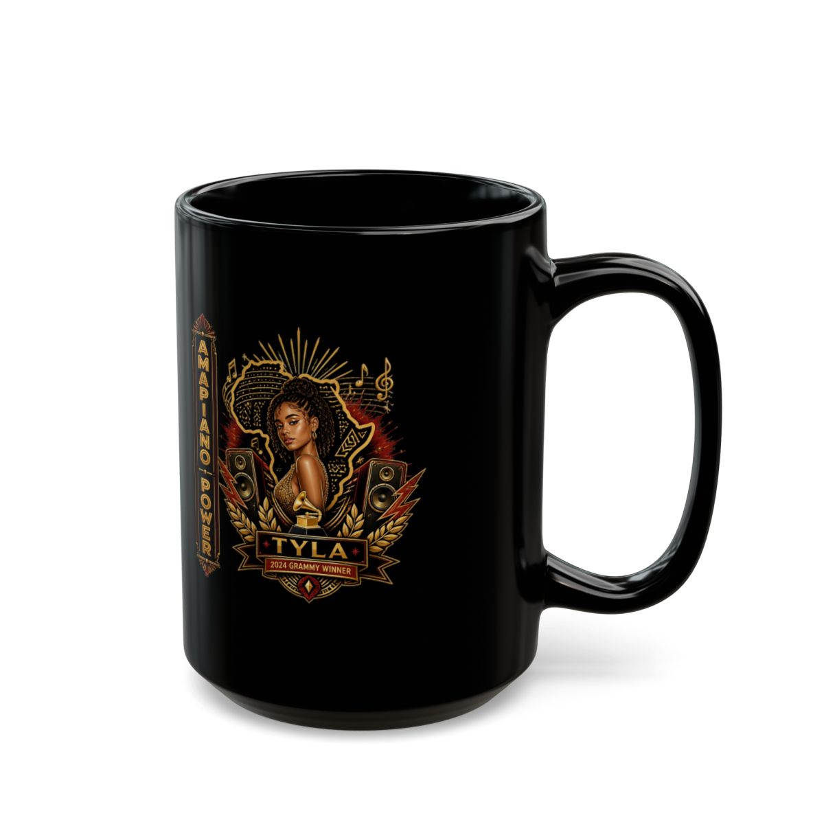 Tyla "Amapiano Power" Black Mug - alternate angle 5, merchandise