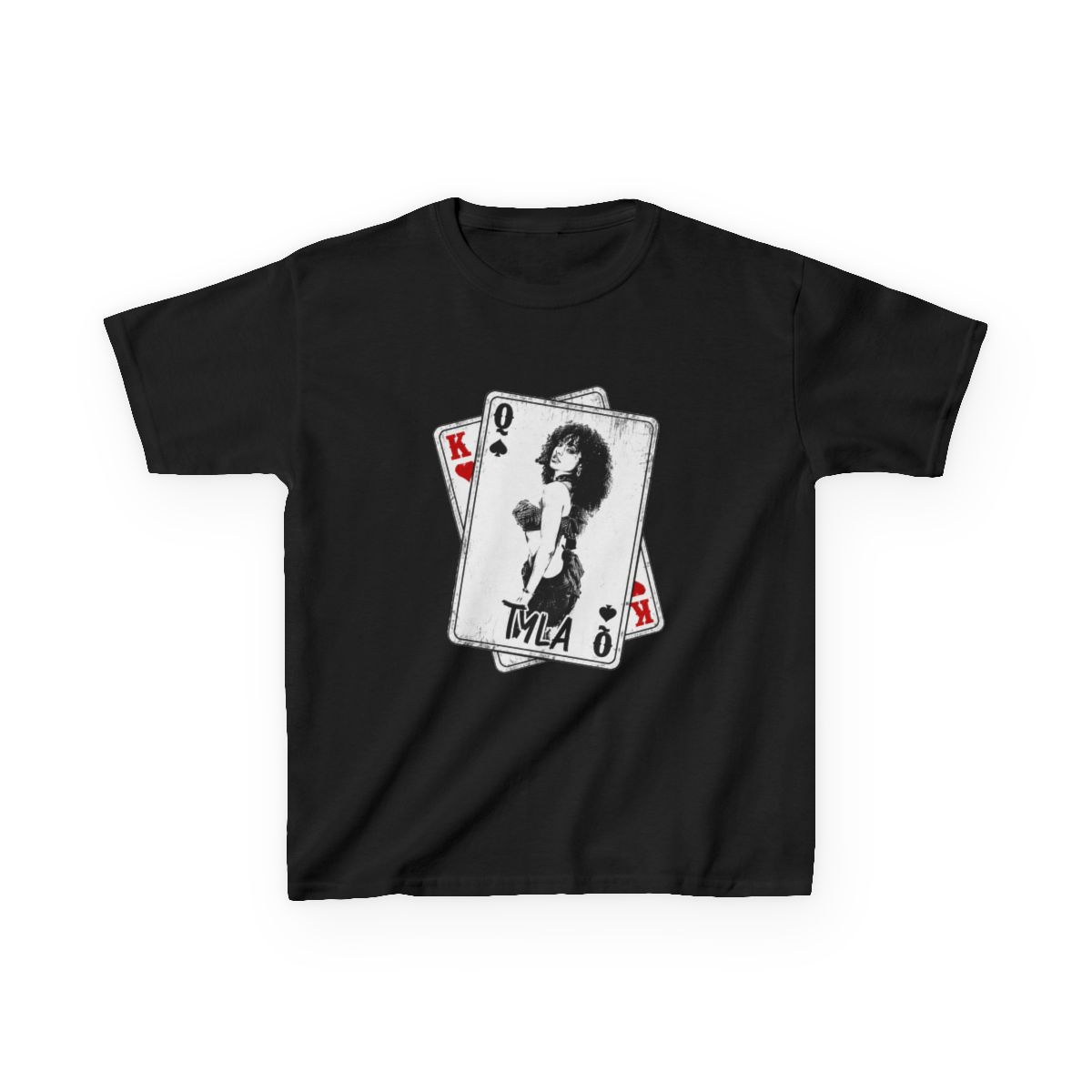Retro Tyla Rapper Card Style Kids T-Shirt - alternate angle 2, merchandise
